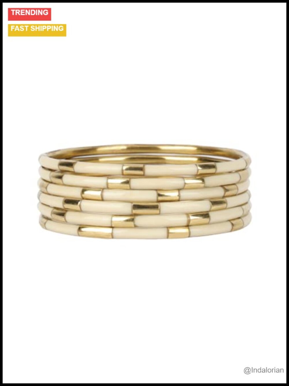BuDhaGirl Veda Bangle Bracelets Set of 6 Brass Enamel One Size